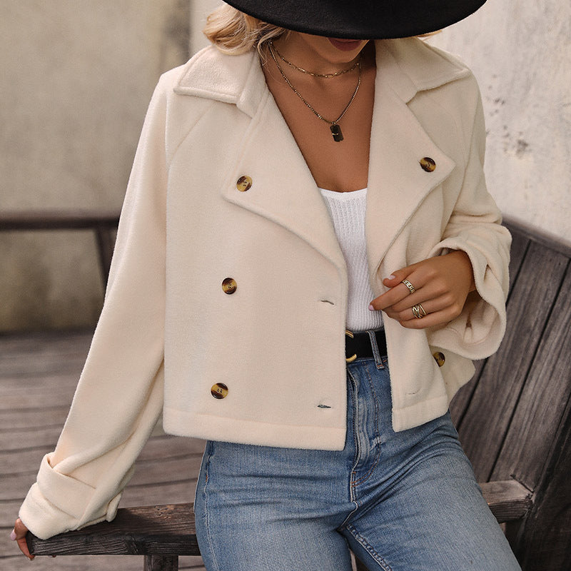 Damen Cropped Blazerjacke Doppelter Knopfleiste Eveloria