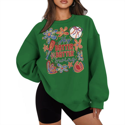 Damen Sweatshirt Baseball-Motiv Lässiger Schnitt Grau Eveloria