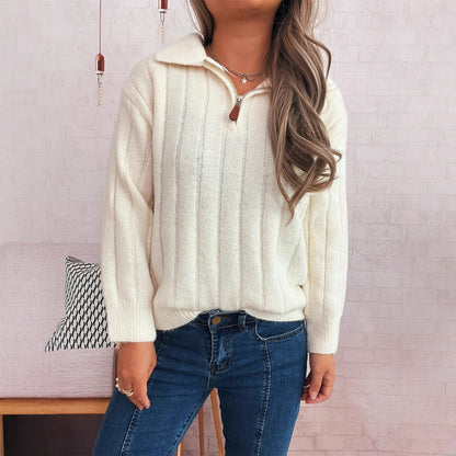 Damen Pullover Stehkragen Kurzärmel Eveloria