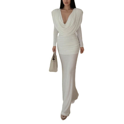 Damen Maxikleid mit Wickelausschnitt und Drapierung Eveloria