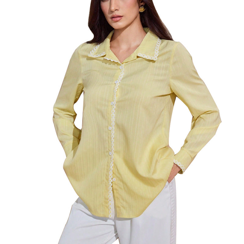 Damen Bluse Floralmuster Elegante Knöpfe