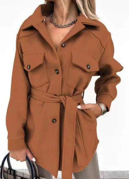 Damen Modische Jacke Lässiger Schnitt Praktische Taschen Eveloria