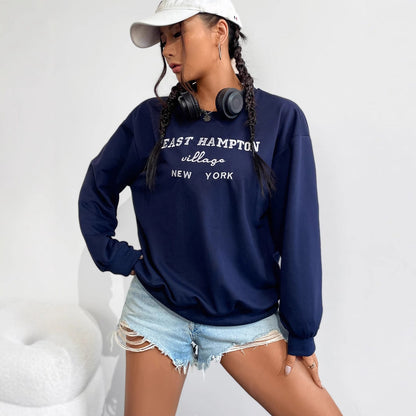 Damen Sweatshirt Bequem Lässig Mit Schriftzug Eveloria
