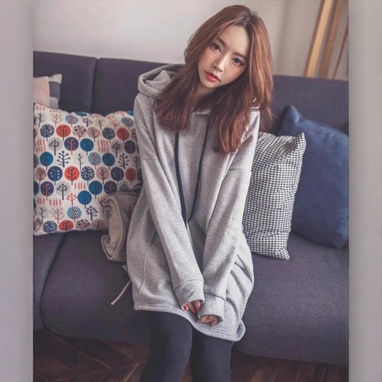 Damen Hoodie Kapuze Lässig Grau Eveloria