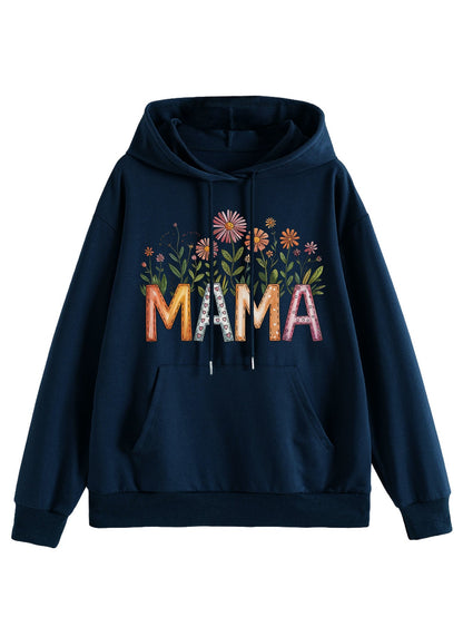 Damen Kapuzenpullover Floralmuster mit Schriftzug Eveloria