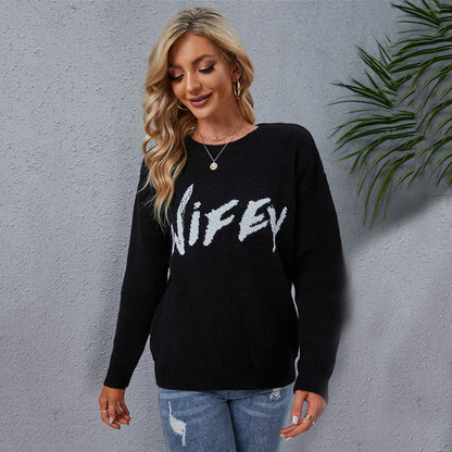 Damen Pullover mit Schriftzug Eveloria
