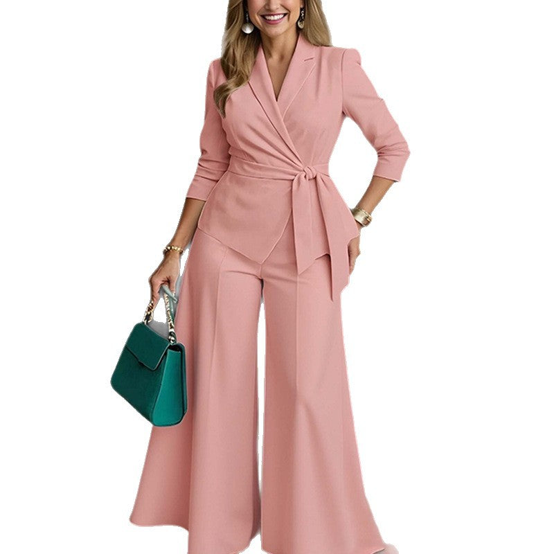 Damen Jumpsuit Tailliert Verknotetes Design Eveloria