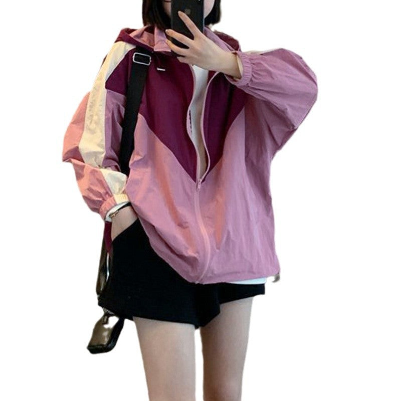 Damen Sportwindbreaker Jacke Farbblock-Design Eveloria