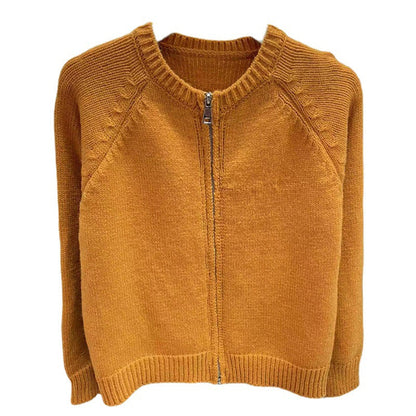 Damen Cardigan Reißverschluss Rippbündchen Weich Grau Eveloria
