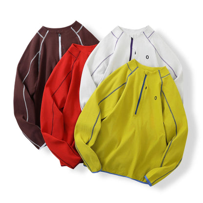 Damen Pullover Innovativ Reißverschluss Strukturiert Eveloria
