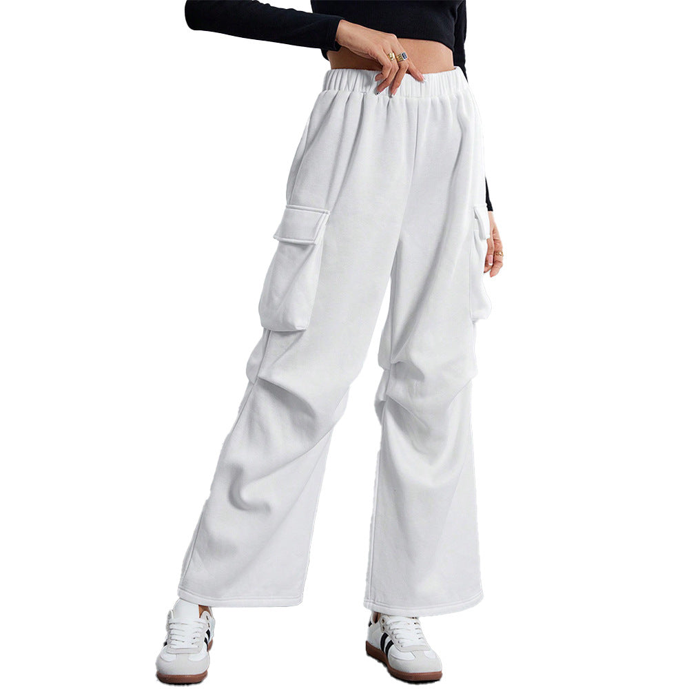 Damen Cargo-Hose Weites Bein Praktische Taschen Eveloria