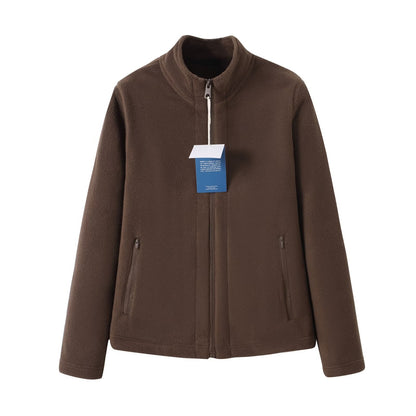 Damen Fleecejacke Hochkragen Reißverschlusstaschen Eveloria