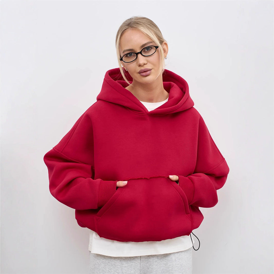 Damen Oversize Hoodie Weiches Innenfutter Kängurutasche Grau Eveloria