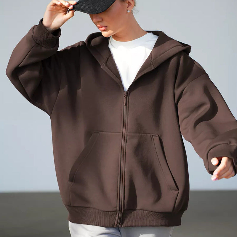 Damen Zip-Hoodie-Jacke Weich Kängurutaschen Schwarz Eveloria - Eveloria