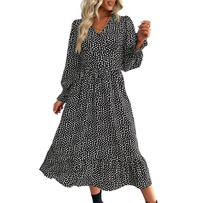 Damen Midi-Kleid Floralmuster Rüschendetails Eveloria