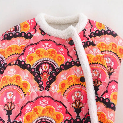 Damen Steppjacke Floralmuster Kuschelinnenfutter Eveloria