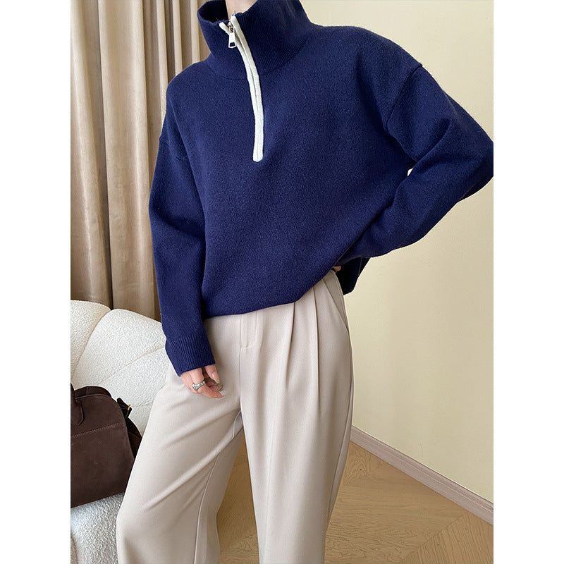 Damen Pullover Halb-Reißverschluss Lässiger Schnitt Eveloria