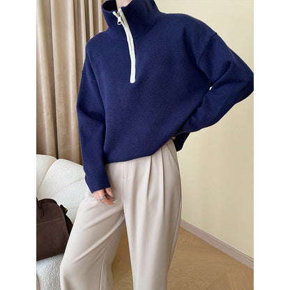 Damen Pullover Halb-Reißverschluss Lässiger Schnitt Eveloria