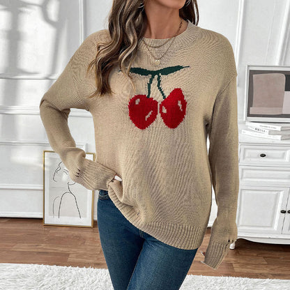 Damen Strickpullover Lässiger Schnitt Fruchtig