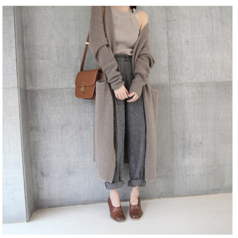 Damen Lounge-Mantel Offene Front Praktische Taschen Eveloria