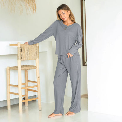 Damen Lounge-Kombinationsset Waffelmaterial Weit Schnitt