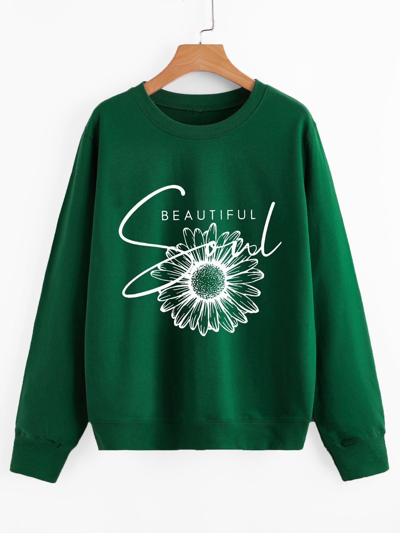 Damen Sweatshirt Floralmuster Mit Schriftzug Eveloria