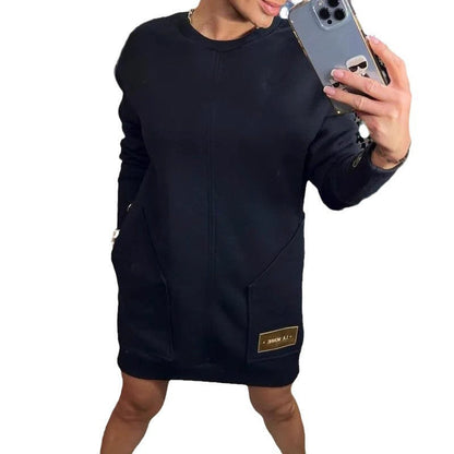 Damen Sweatshirtkleid mit Seitentaschen Modern Design