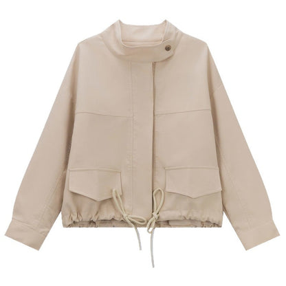 Damen Kurzjacke Hochkragen Druckknopfverschluss Eveloria