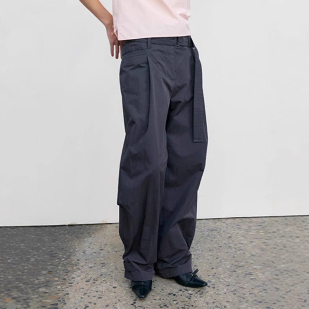 Damen Weite Stoffhose mit Ton-in-Ton Gürtel