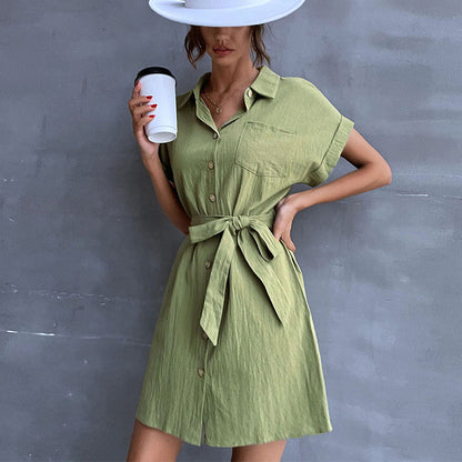 Damen Hemdblusenkleid Taillen-Gürtel Eveloria - Eveloria
