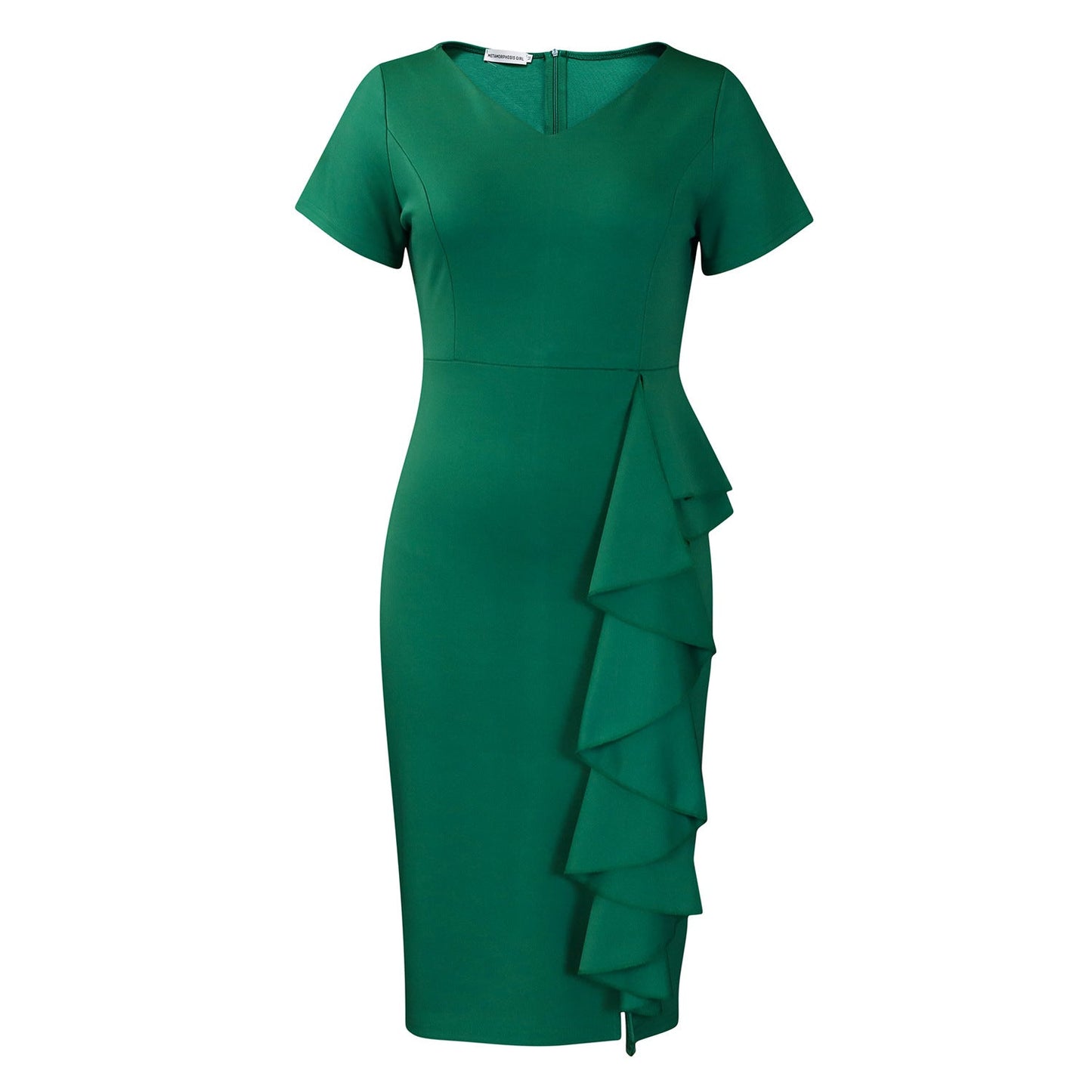 Damen Etuikleid Asymmetrisches Rüschendesign Eveloria