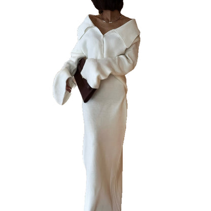 Damen Strickkleid Figurbetont Lässiger Bund