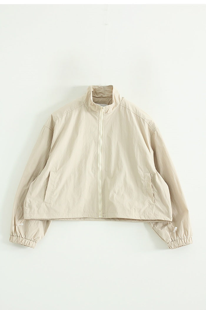 Damen Übergangsjacke Lässig Hochkragen Kordelzug Eveloria