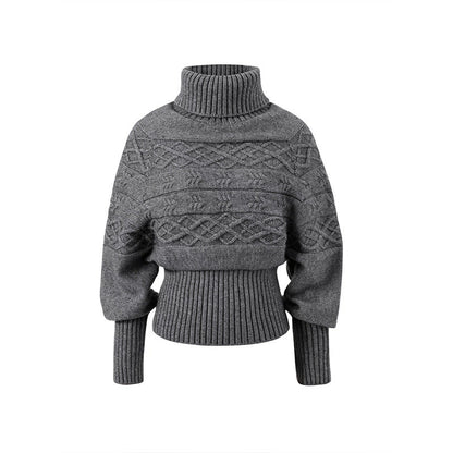 Damen Oversized Strickpullover Hohler Kragen Strukturiert Eveloria