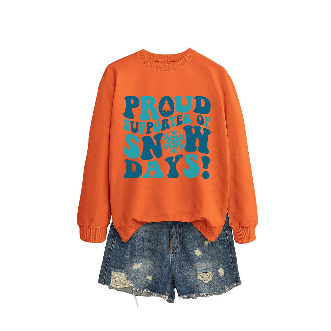 Damen Sweatshirt Kreativer Aufdruck Lässiger Schnitt Grau Eveloria
