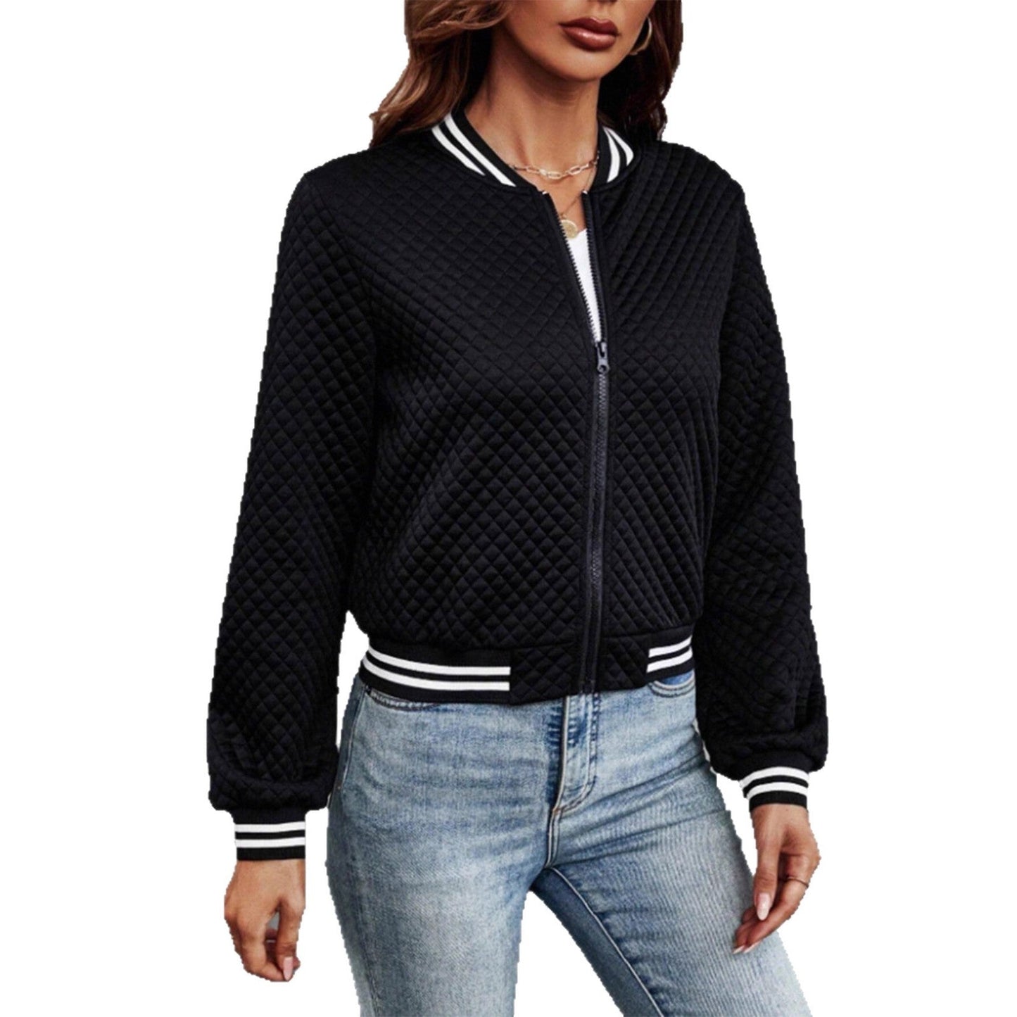 Damen Steppjacke Sportlich Kontrastärmel Eveloria