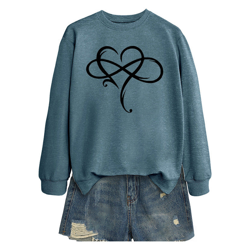 Damen Sweatshirt Herzdesign Entspannt Eveloria