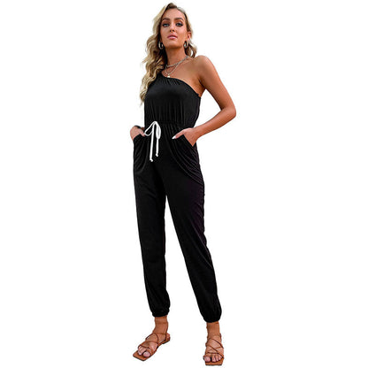 Damen Jumpsuit mit verstellbaren Trägern Elastisch Eveloria