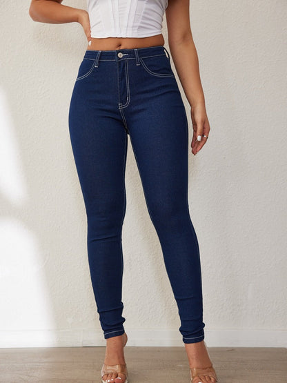 Damen Skinny Jeans Hohe Taille Figurbetonter Schnitt Eveloria