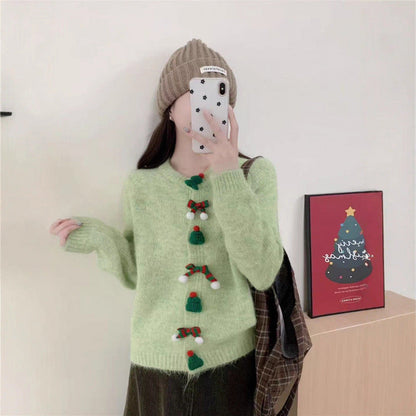 Damen Strickjacke Festliche Applikationen Knöpfe Eveloria