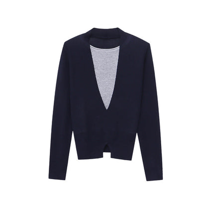 Damen Pullover V-Ausschnitt Feine Textur Figurbetonter Taillierung