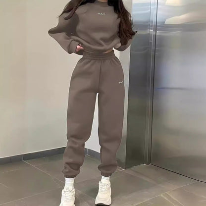 Damen Sweatanzug Oversized Elastisch Grau Eveloria