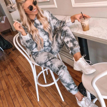Damen Sweatshirt-Set Batikdesign Dehnbar Eveloria