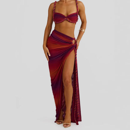 Damen Bikiniset Wickeltuch Schnürdetails