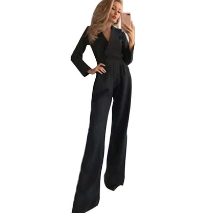 Damen Jumpsuit Figurbetont Weites Bein Eveloria