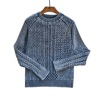 Damen Pullover Strukturiertes Zopf-Design Rundhals Eveloria