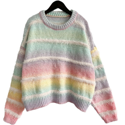 Damen Strickpullover Flauschig mit Farbverlauf Eveloria
