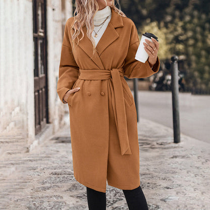 Damen Trenchcoat Taillierbarer Gürtel Moderner Schnitt Beige - Eveloria