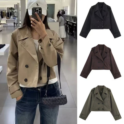 Damen Trenchcoatjacke Eveloria Kurz Modisch - Eveloria