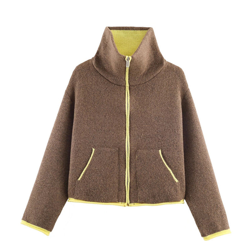 Damen Fleecejacke Oversized Hochkragen Praktische Taschen